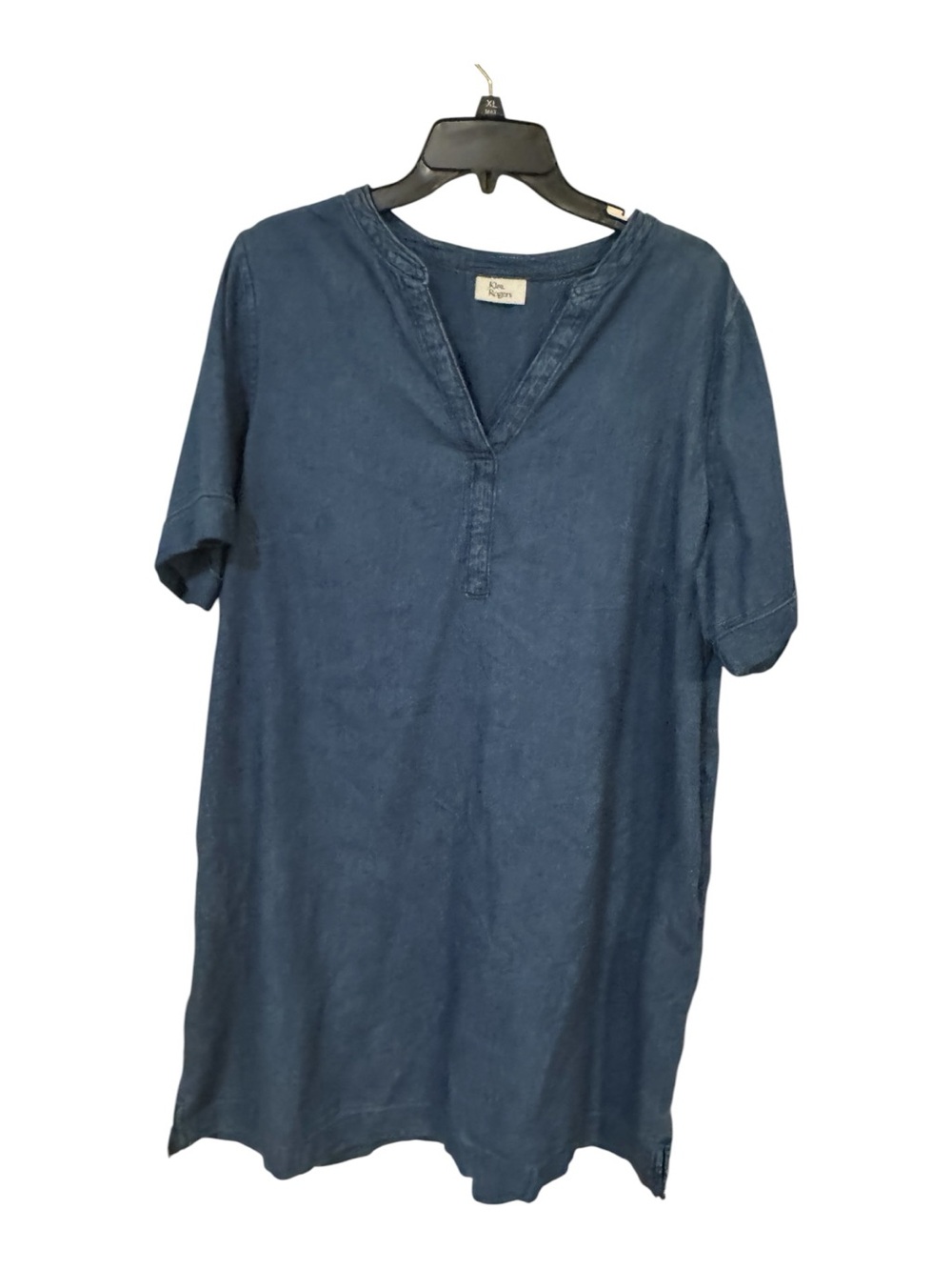 Kim Rogers XL Blue Indigo Cotton Tunic Dress Shift Pockets Washed Denim Look - Picture 2 of 10
